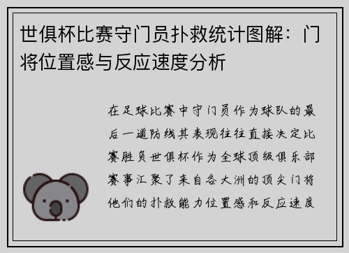 世俱杯比赛守门员扑救统计图解：门将位置感与反应速度分析